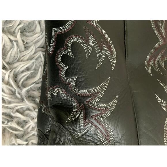 Men’s Dan Post Black Leather Cowboy Boots Red Embroidery - 11.5 - Picture 5 of 5